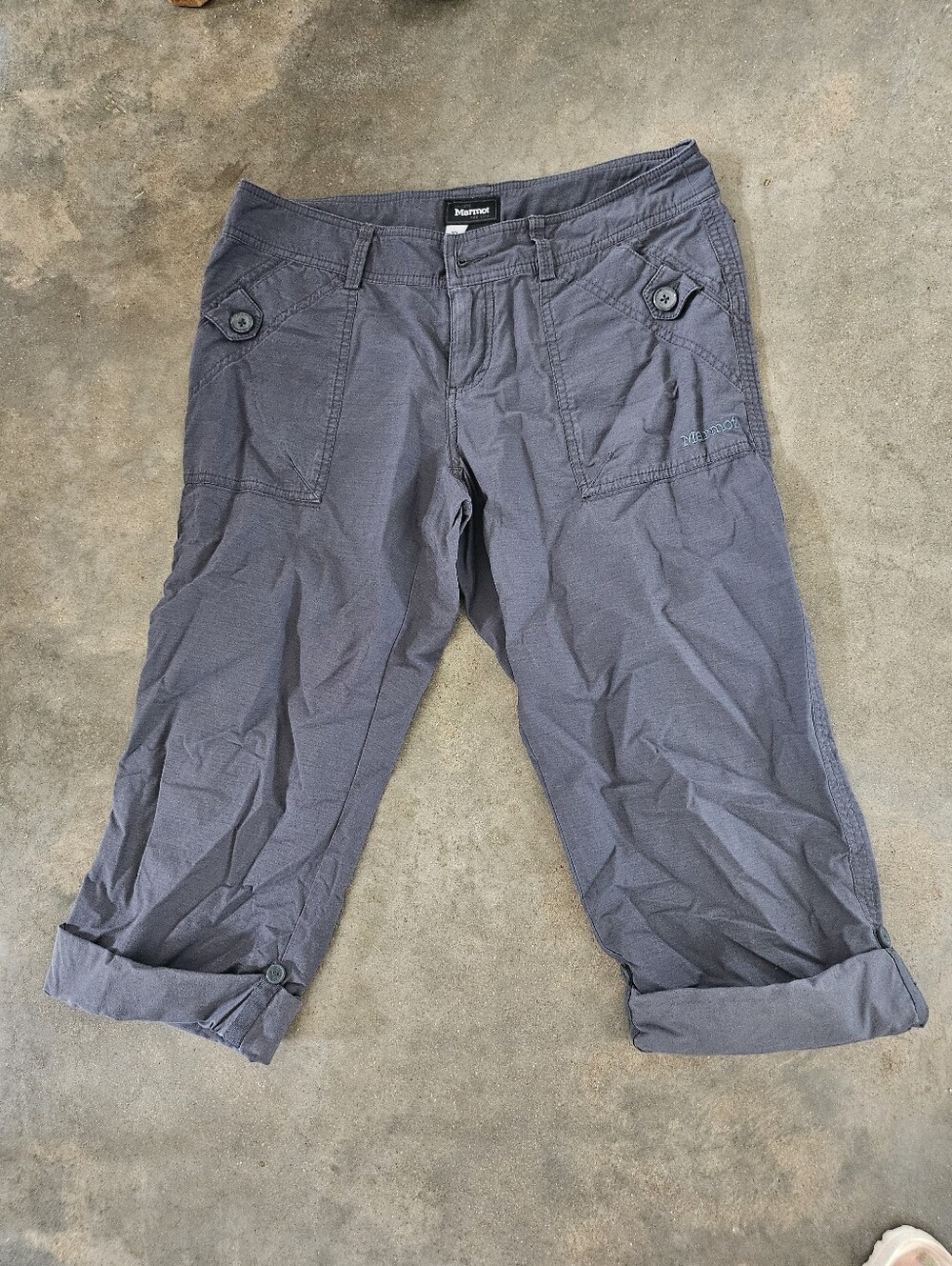Marmot Women's Clam Diggers Capri Convertible Pant Shorts Grey Cotton 10
